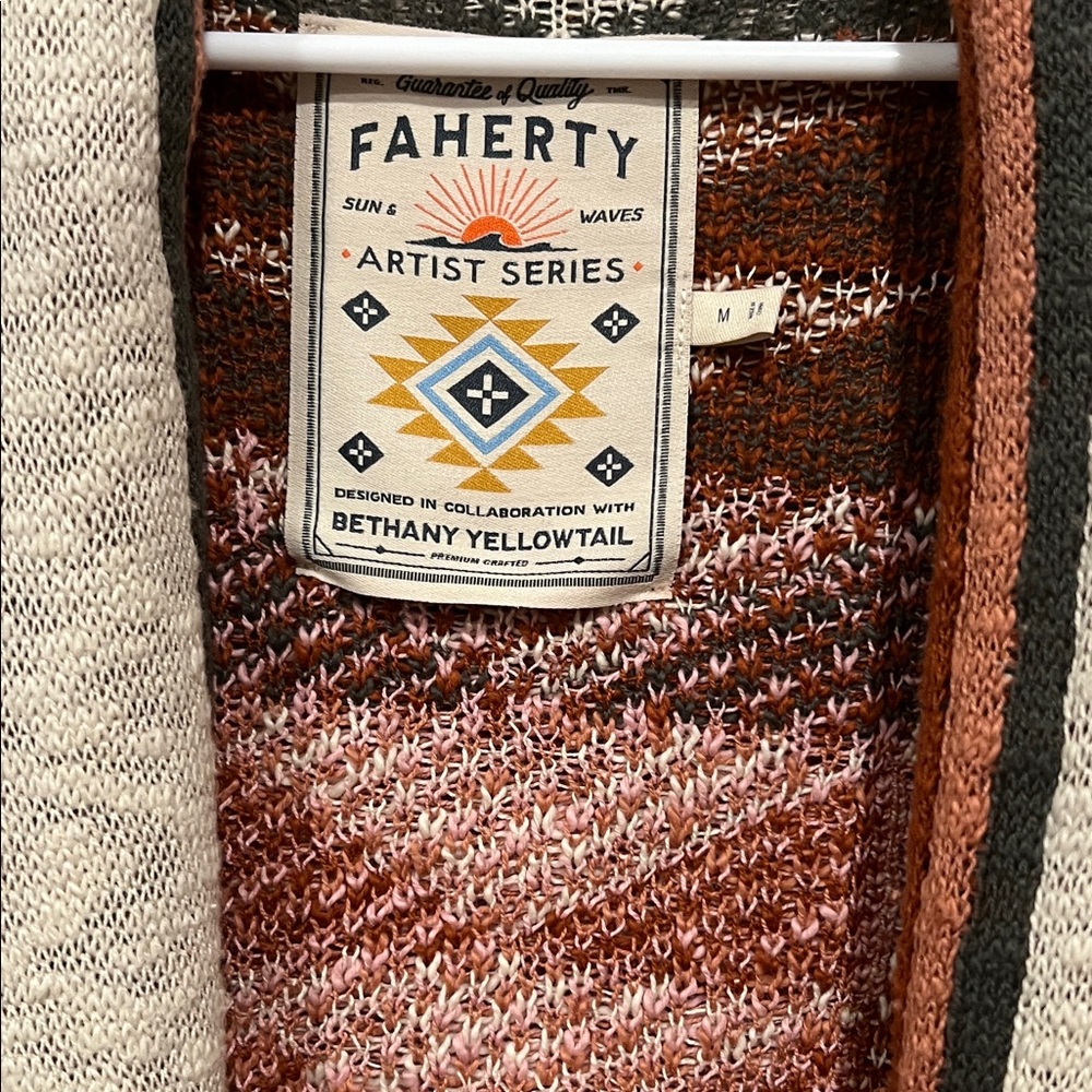 Faherty Open Knit Cardigan in Rust Multi Blend